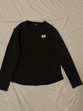 Black Cable Knit Long Sleeve Crewneck Sweater Large